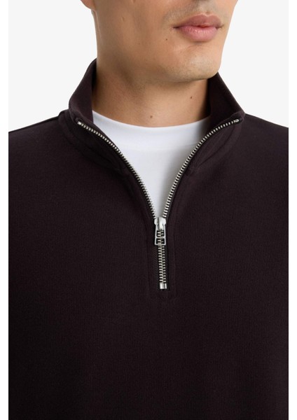 Regular Fit Yarım Fermuarlı Sweatshirt E9629AX25AU fırsatları