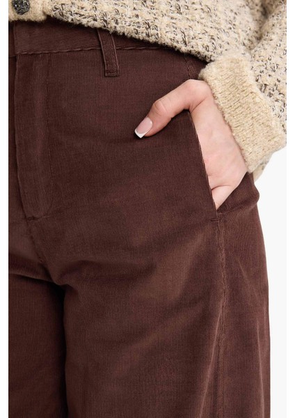 Baggy Fit Fitilli Kadife Pantolon F4280AX25WN fırsatları