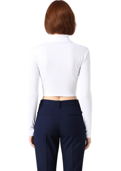 Kadın Fitted Balıkçı Yaka Uzun Kollu Crop Örme Bluz Cool & Comfort Persona Kış Sezonu Için Ideal fırsatları