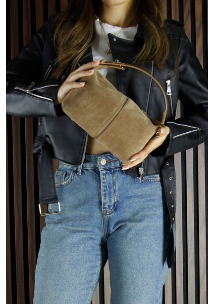 Vizon Hakiki Dana Süet Fermuarlı Askılı Iç Cepli Orta Boy Günlük Omuz Çantası indirimleri