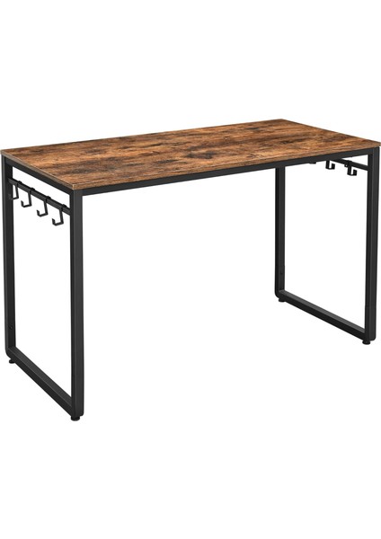 Bilgisayar Masası, 8 Kancalı Ofis Masası, 120 x 60 x 75 Cm, Metal, Endüstriyel Tasarım, - Siyah LWD58X