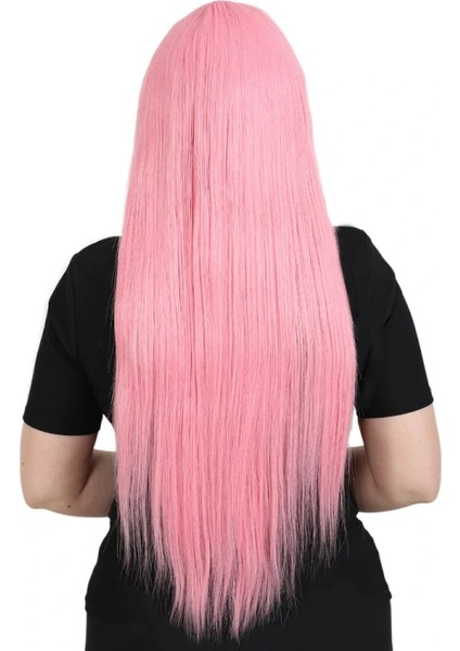 Uzun Kahküllü Fiber Sentetik Peruk - Şeker Pembesi fırsatları