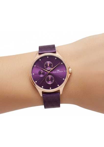 Kadın Kol Saati Altın(Gold) Renk, Mor Kadran - Şık Hasır Kordon, 2 Yıl Garantili modelleri