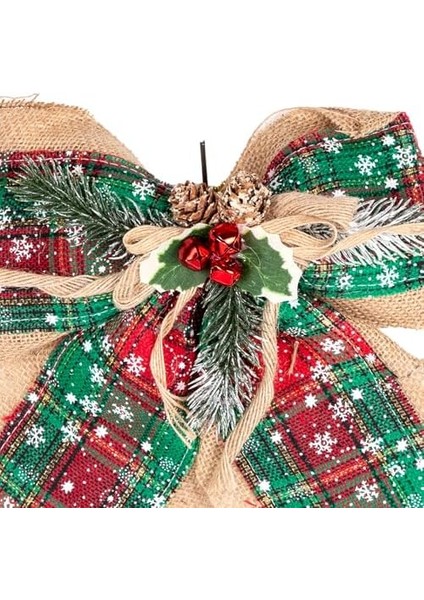 Yılbaşı Ağaç Süsü Yılbaşı Dekorlu Fiyonk Ekoseli Yeşil 30X21 Cm. fiyatları