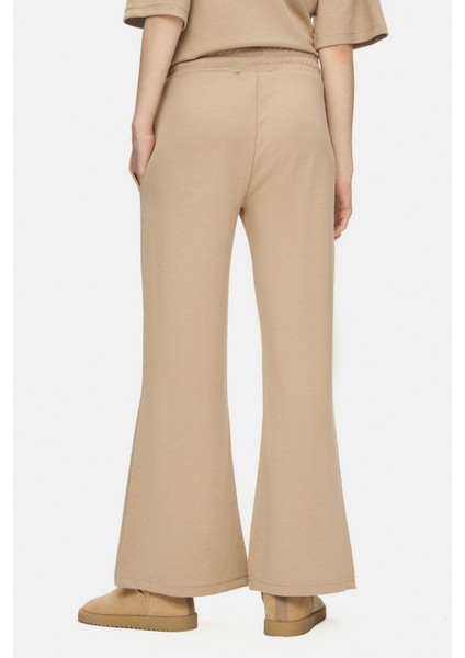 Uranıa Koyu Bej Ispanyol Paça Gofre Baskı Loose Fit Kadın Eşofman Alt indirimleri