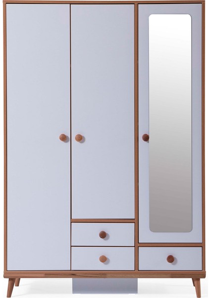 Fonte 3 Kapaklı 3 Çekmeceli Aynalı Gardırop