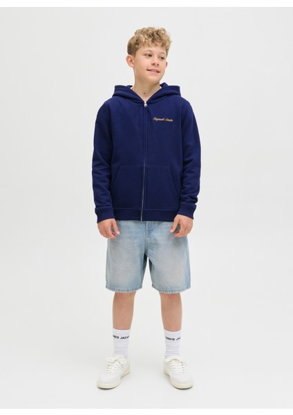 Nakışlı Erkek Çocuk Mavi Sweatshırt 12284068