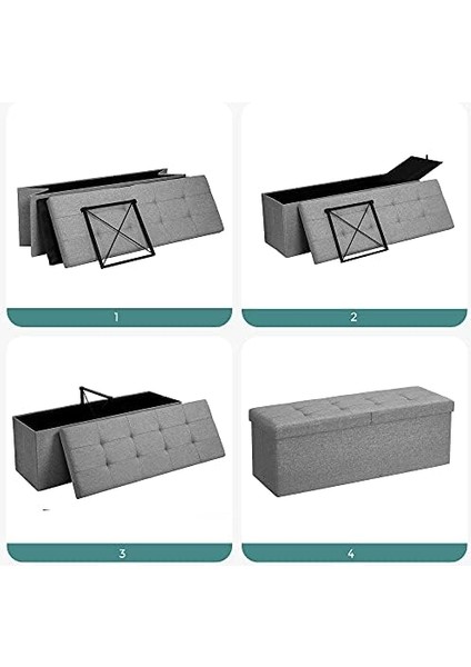 Depolama Alanlı Tabure, 110 x 38 x 38 Cm, 300 Kg&apos;a Kadar Dayanıklı, Açık Gri LSF71G fiyatları