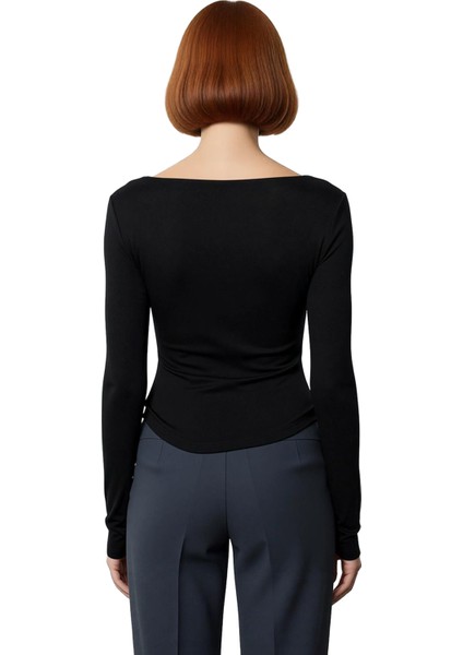 Kadınlar Için Uzun Kollu Asimetrik Bluz Yumuşak Viskon Ribana Kumaş Günlük ve Şık Kullanım modelleri