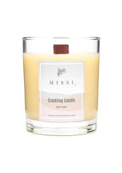 Fitilli Palo Santo Kokulu Ekru Cracklıng Vegan Mum (Çıtırtılı) modelleri