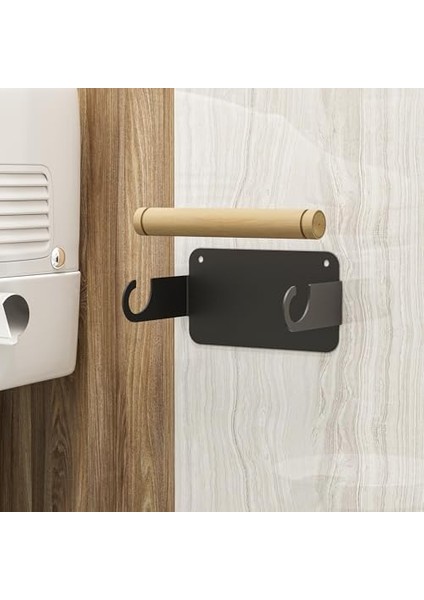 Ahşap Metal Tuvalet Kağıtlığı, Tuvalet Kağıdı Tutacağı, Yapışkanlı Tuvalet Kağıtlığı, Ahşap Bar Tutucu Tuvalet Kağıdı, Minimal Tuvalet Wc Kağıtlık (Siyah) fiyatları