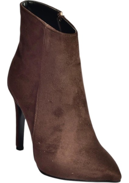 N372524402 Kahverengi Süet Ince Topuklu Kadın Bot
