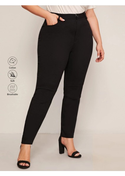 Siyah Yüksek Bel Keten Dar Paça Pantolon modelleri