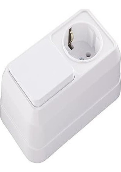 Üstü Ikili Anahtar Topraklı Priz Beyaz