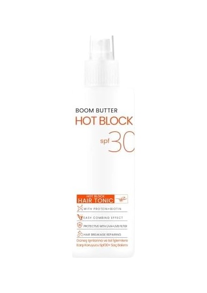 Boom Butter Isıl Işlem ve Güneş Koruyucu Hot Block Spf 30+ Saç Toniği 150ML
