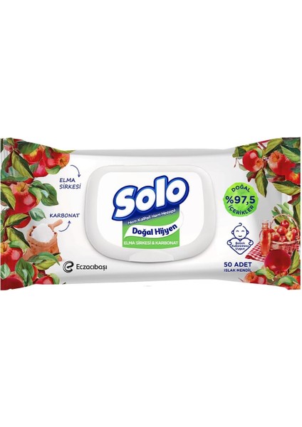 Solo Doğal Hijyen Elma & Karbonat Islak Mendil, 12&apos;li, 600 Yaprak modelleri