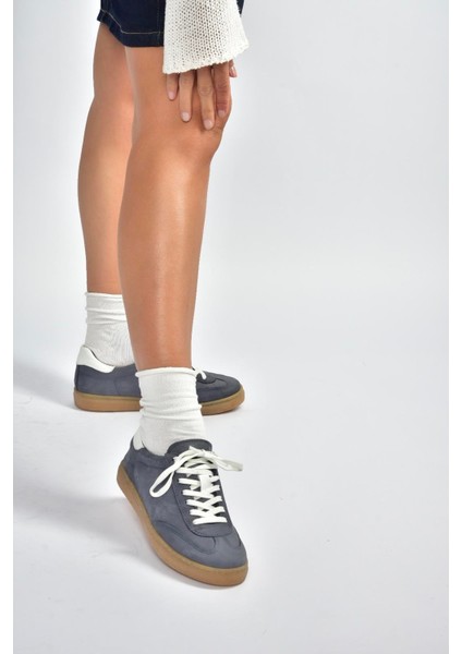 V999061501 Lacivert Hakiki Deri Nubuk Kadın Spor Ayakkabı Sneakers fiyatları