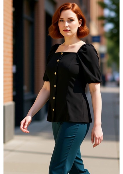 Kadınlar Için Kare Yaka Balon Kol Bluz Şık ve Rahat Bir Günlük Stil Kaliteli Şık Rahat Modern fırsatları