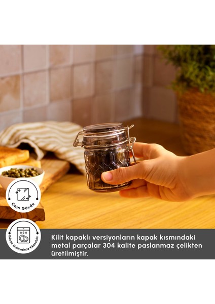 Storica Kilit Kapaklı Cam Kavanoz 130 ml modelleri