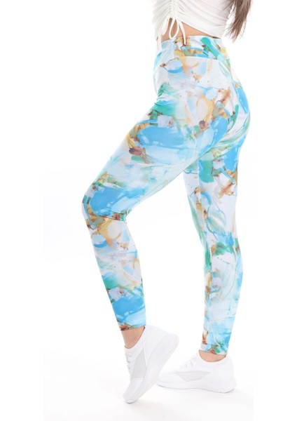 Kadın Beli Lastikli Dijital Baskılı Toparlayıcı Tayt fırsatları