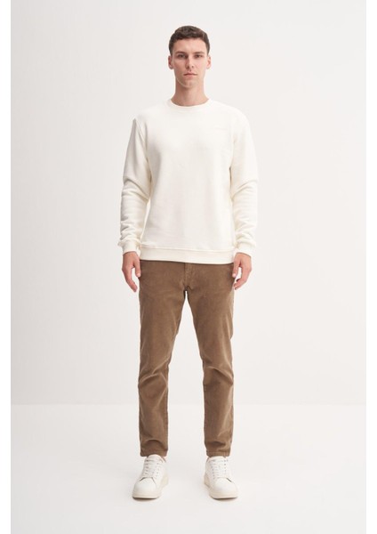 Kalın Diyagonal Dokulu %100 Pamuk 3 Iplik Regular Fit Sweatshirt (25K)