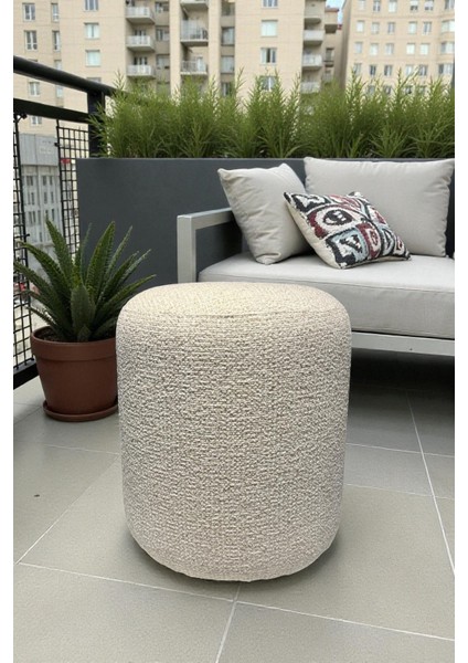 Lısbon Bukle Şönil Kumaş Silindir Puf - Modern Dekoratif Oturma Pufu Şık ve Konforlu Bench fiyatları