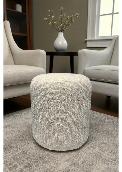 Lısbon Bukle Şönil Kumaş Silindir Puf - Modern Dekoratif Oturma Pufu Şık ve Konforlu Bench modelleri