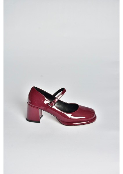 T820059108 Bordo Rugan Kalın Topuklu Kadın Ayakkabı modelleri