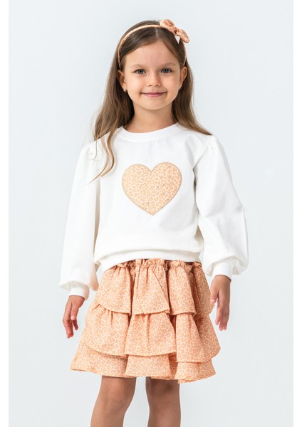 Taşlı Kalp Nakışlı Kız Çocuk 3\'lü Takım - 26K 6341