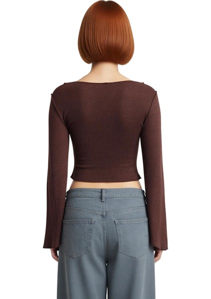 Kadın Regular Regular Kalıp Örme Anvelop Triko Görünümlü Normal Kalıp Bluz modelleri