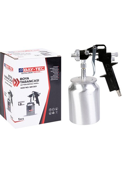 MK1301 Alttan Depolu Boya Tabancası – 1.8 mm Ayarlanabilir Nozul, 1000 cc Alüminyum Hazne fırsatları