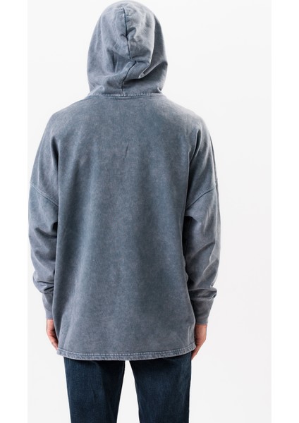 Erkek Gri Yıkamalı Oversize Sweatshirt Kapüşonlu fırsatları