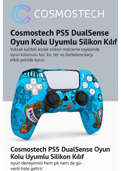 Ps5 Dualsense Joystick Koruyucu Silikon Kılıf Mavi Desenli – Yüksek Kaliteli, Esnek, Şık Mavi Desenli Kaplama fırsatları