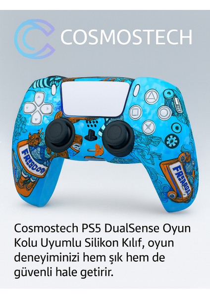 Ps5 Dualsense Joystick Koruyucu Silikon Kılıf Mavi Desenli – Yüksek Kaliteli, Esnek, Şık Mavi Desenli Kaplama indirimleri