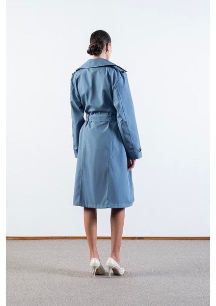 Imperatrice Kruvaze Yaka Kuşaklı Trençkot Indigo modelleri