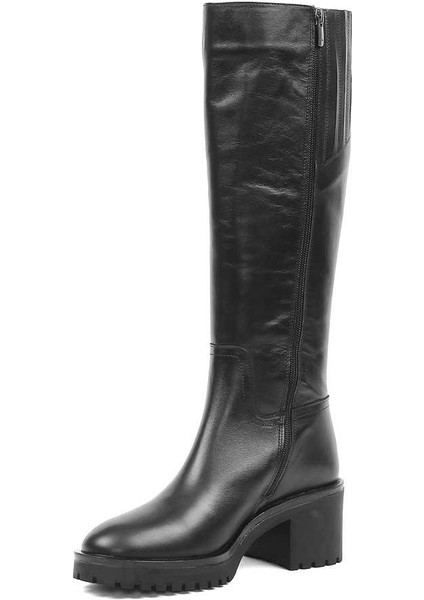 Kadın Siyah Fermuarlı Deri Çizme modelleri