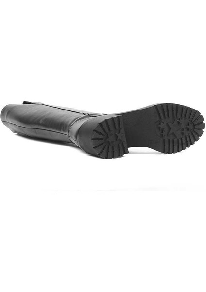 Kadın Siyah Fermuarlı Deri Çizme indirimleri