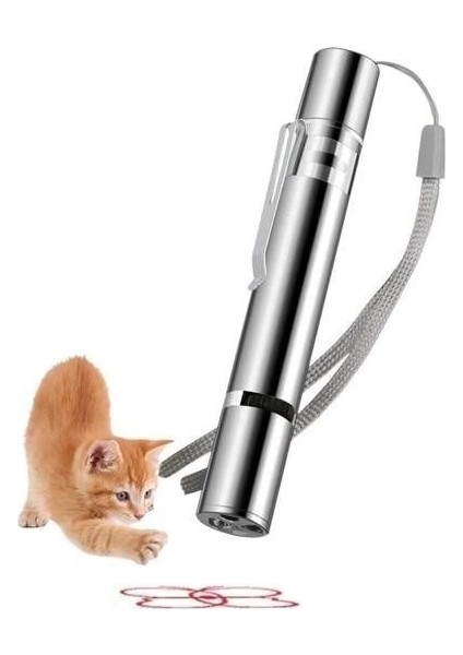 USB Ile Şarj Edilebilen 3ın 1 Kırmızı Işık +Beyaz LED Meşale Işık + Uv El Feneri Kedi Lazeri