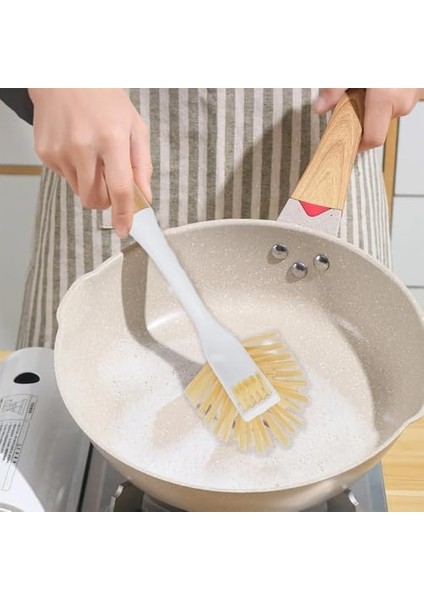 Çift Taraflı Bambu Saplı Temizlik Fırçası (Beyaz) fiyatları