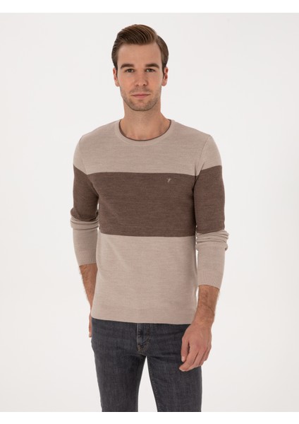 Erkek Ekru Slim Fit Kazak 50293797-VR019 modelleri