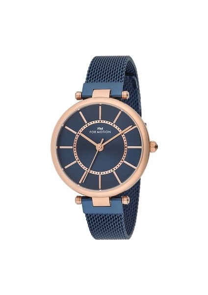 Kadın Kol Saati Altın Renk, Mavi Kadran - Şık Hasır Kordon, 2 Yıl Garantili