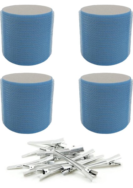 Croc 1208 Mavi Cırtlı Sünger Bigudi 4lü Çap 6cm + 12LI Alüminyum Saç Pensi modelleri