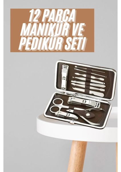 Tırnak Bakım Seti Tırnak Düzeltme Batık 12 Parça Çanta Tipi Manikür Pedikür