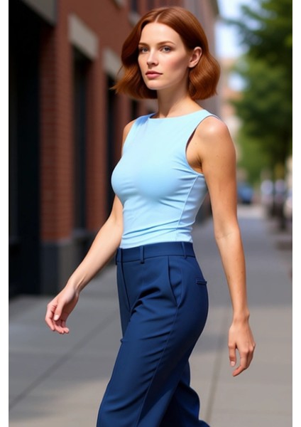 Kadın Kolsuz Asimetrik Büzgülü Örme Bisiklet Yaka Üst Kaliteli Şık Rahat Modern Zarif Günlük fırsatları