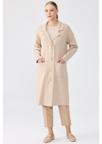 22012 Kravuze Yaka Gold Düğmeli Triko Hırka modelleri