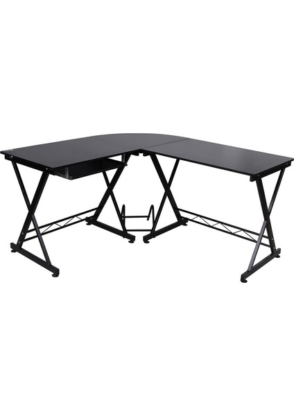 LCD402B Ev, Ofis Için Bilgisayar Masası, 150 x 138 x 75 Cm, Siyah