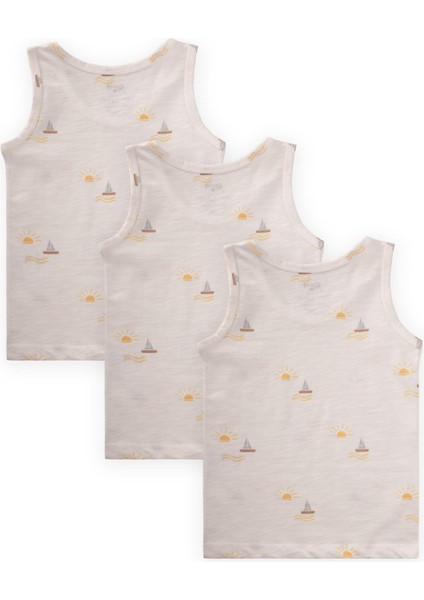 Üçlü Geniş Askılı Atlet Set 2-9 yaş Yelken Güneş Baskılı Ekru fiyatları