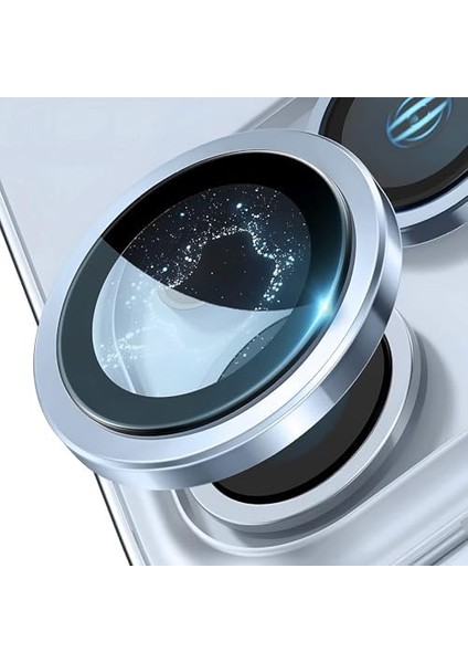 15-15 Plus ile Uyumlu Safir Kamera Lens Koruyucu Kolay Kurulum Kitli Çizilmez Safir Cam ve Titanyum Alaşım Çerçeve (Mavi, Safir Cam) modelleri