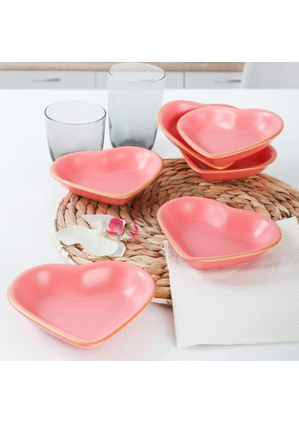 Mat Pembe Fileli Kalp Çerezlik/sosluk 14 cm 6 Adet