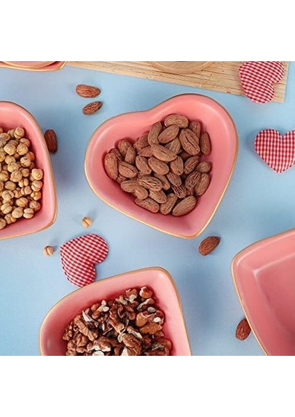 Mat Pembe Fileli Kalp Çerezlik/sosluk 14 cm 6 Adet modelleri